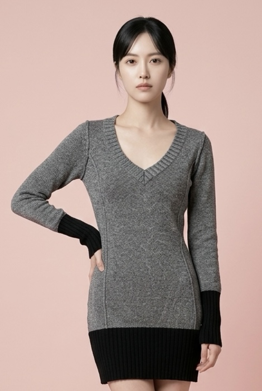 Guess Designer Gray Black Cotton Knit Bodycon Sweater or Dress-S/M
